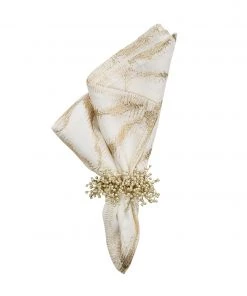 Kim Seybert Luna Napkin In White & Gold, Set Of 4 Napkins