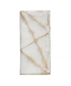 Kim Seybert Luna Napkin In White & Gold, Set Of 4 Napkins