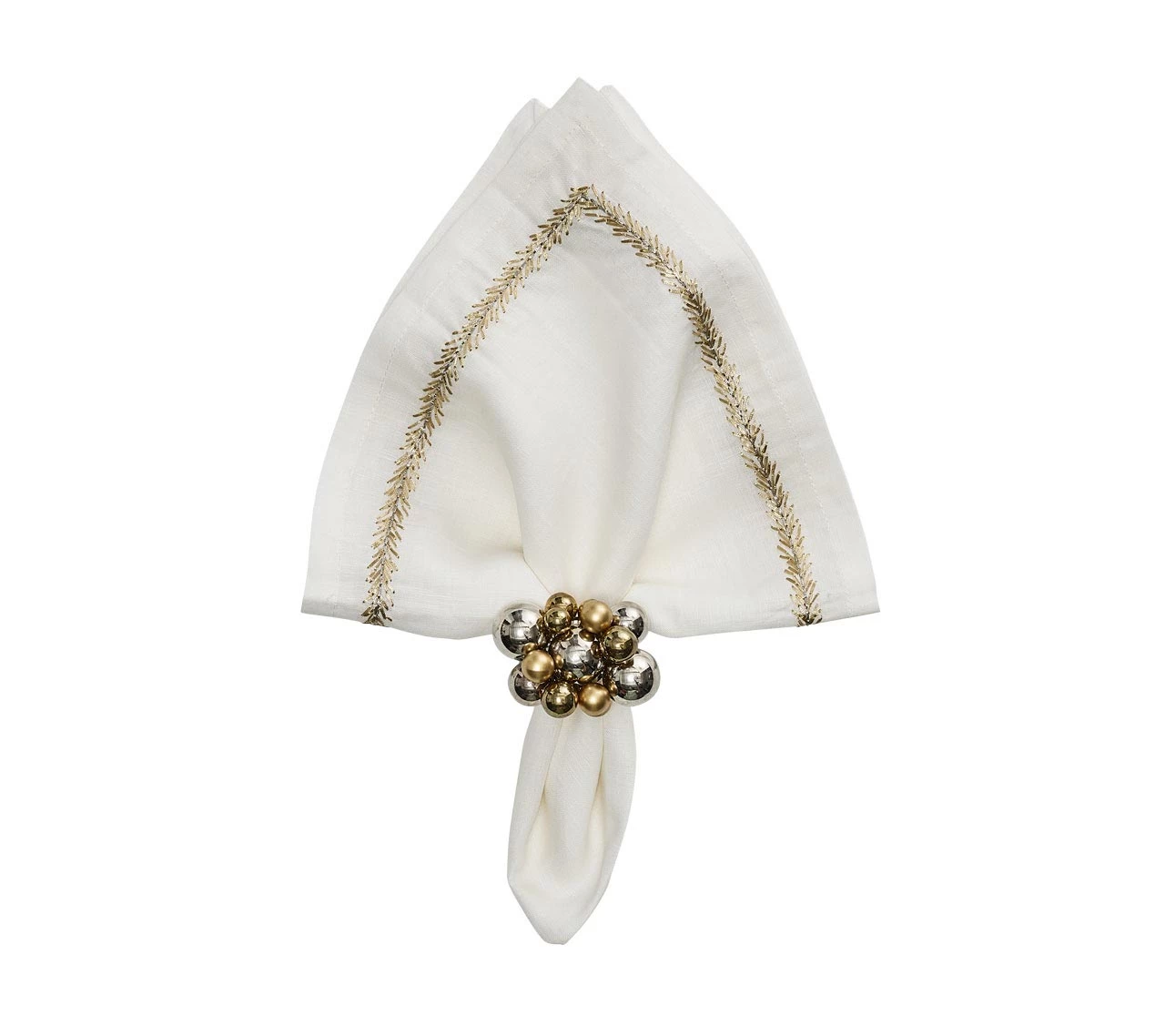 Kim Seybert Jardin Napkin In White, Gold & Silver, Set Of 4