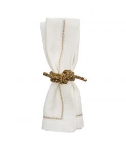 Kim Seybert Napkins Star Napkin In White & Gold, Set Of 4