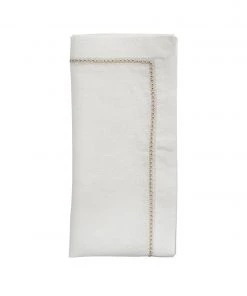 Kim Seybert Napkins Star Napkin In White & Gold, Set Of 4