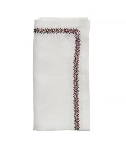 Kim Seybert Jardin Napkin In White & Red, Set Of 4 Napkins