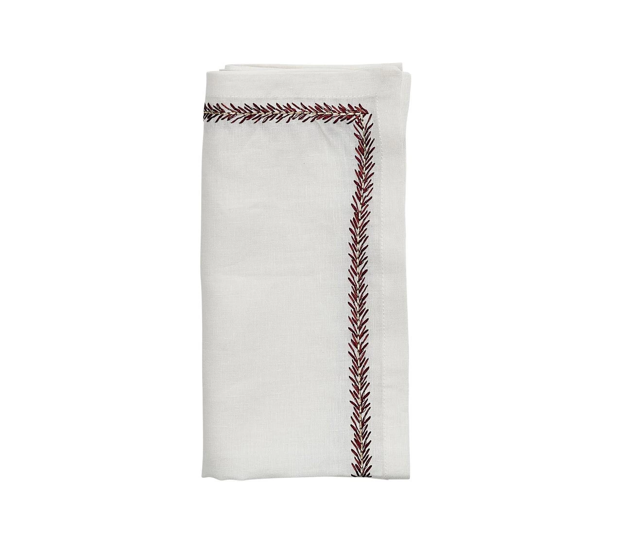 Kim Seybert Jardin Napkin In White & Red, Set Of 4 Napkins