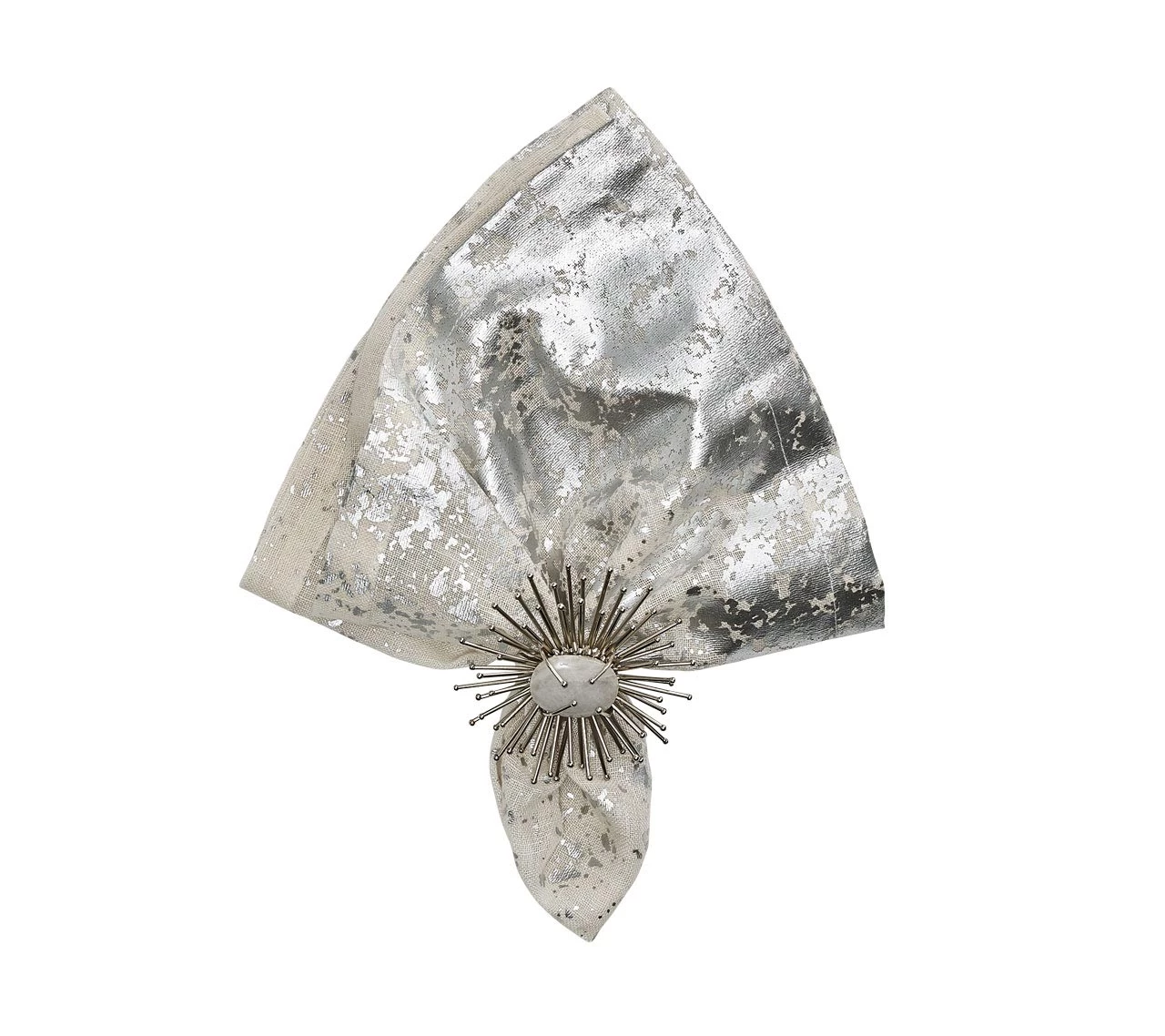 Kim Seybert Metafoil Napkin In White & Silver, Set Of 4 Napkins